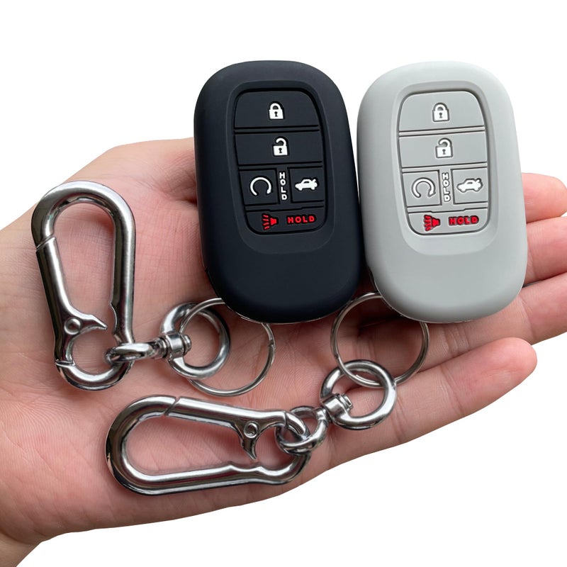 TANDRIVE غطاء مفتاح Fob من TANDRIVE لـ (5 أزرار) Honda 2022 2023 2024 2025 Civic Accord HR-V Pilot CR-V، سيليكون، عبوتين، أسود ورمادي - Image 1